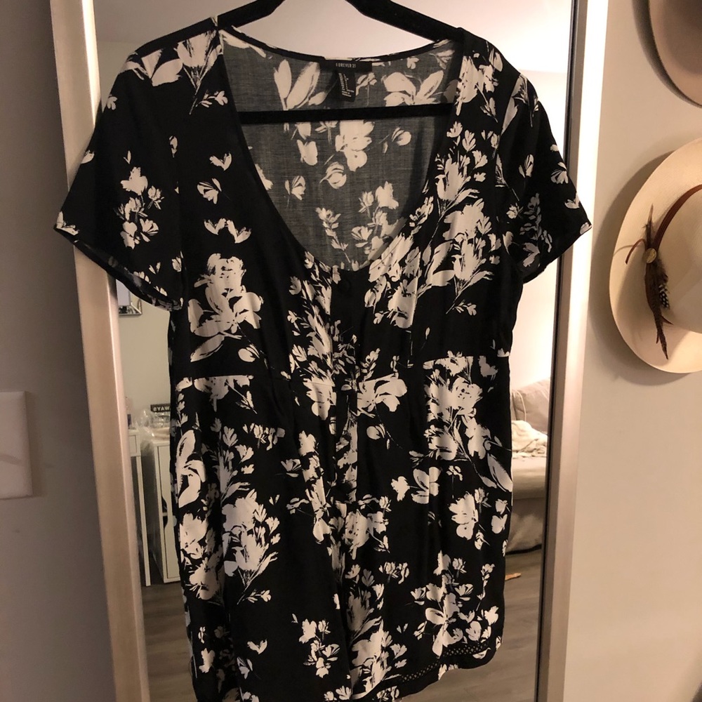 Forever 21 black floral romper